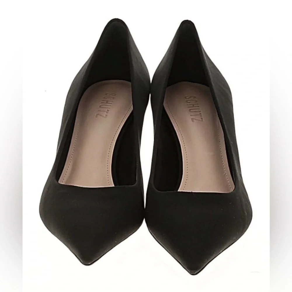 SCHUTZ Black Pointed Toe Kitten Heel Pump